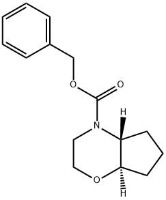 Cyclopent[b]-1,4-oxazine-4(4aH)-carboxylic acid, hexahydro-, phenylmethyl ester, (4aR,7aR)- Struktur