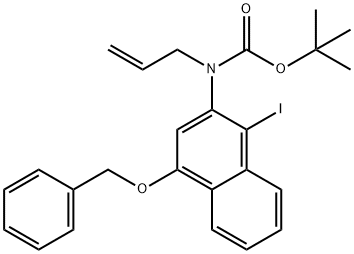 Carbamic acid, N-[1-iodo-4-(phenylmethoxy)-2-naphthalenyl]-N-2-propen-1-yl-, 1,1-dimethylethyl ester 化学構造式