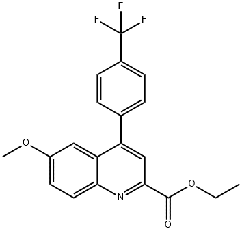 2-Quinolinecarboxylic acid, 6-methoxy-4-[4-(trifluoromethyl)phenyl]-, ethyl ester Struktur