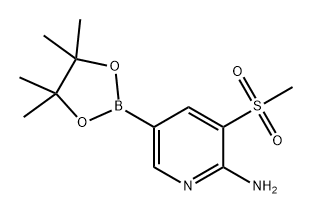 3-(甲基磺酰基)-5-(4,4,5,5-四甲基-1,3,2-二氧硼杂环戊烷-2-基)吡啶-2-胺 结构式
