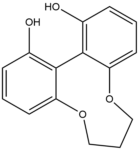 (S)-7,8-二氢-6H-二苯并[F,H][1,5]二氧杂环壬四烯-1,13-二醇 结构式