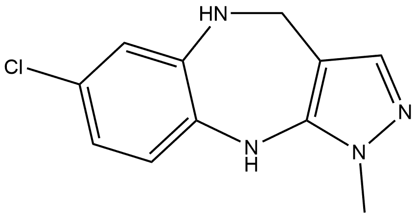 7-chloro-1-methyl-1,4,5,10-tetrahydrobenzo[b]pyrazolo[3,4-e][1,4]diazepine Struktur