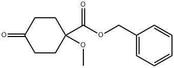 Cyclohexanecarboxylic acid, 1-methoxy-4-oxo-, phenylmethyl ester 化学構造式