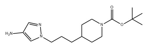 1-Piperidinecarboxylic acid, 4-[3-(4-amino-1H-pyrazol-1-yl)propyl]-, 1,1-dimethylethyl ester Structure