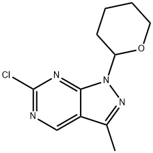 1H-Pyrazolo[3,4-d]pyrimidine, 6-chloro-3-methyl-1-(tetrahydro-2H-pyran-2-yl)- 化学構造式