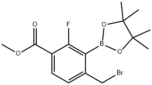 Benzoic acid, 4-(bromomethyl)-2-fluoro-3-(4,4,5,5-tetramethyl-1,3,2-dioxaborolan-2-yl)-, methyl ester 化学構造式