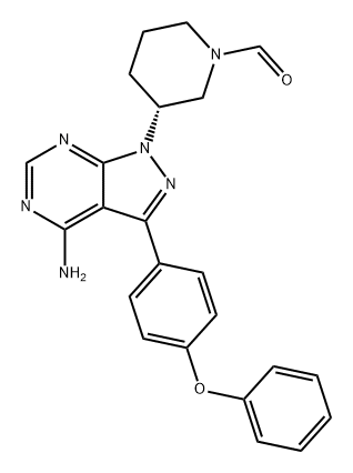 1-Piperidinecarboxaldehyde, 3-[4-amino-3-(4-phenoxyphenyl)-1H-pyrazolo[3,4-d]pyrimidin-1-yl]-, (3R)- Structure