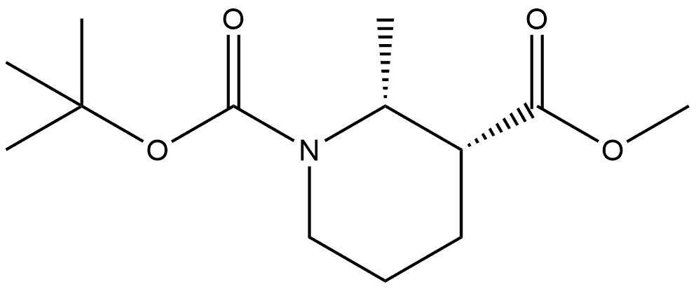 rel-1-(1,1-Dimethylethyl) 3-methyl (2R,3R)-2-methyl-1,3-piperidinedicarboxylate Struktur