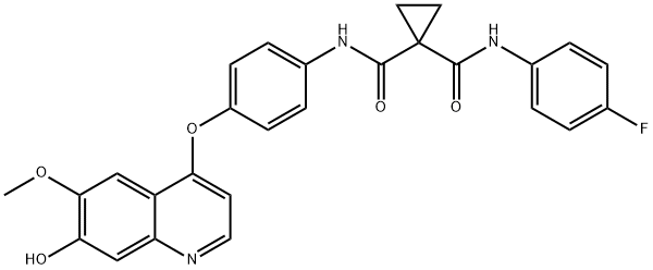 1,1-Cyclopropanedicarboxamide, N-(4-fluorophenyl)-N'-[4-[(7-hydroxy-6-methoxy-4-quinolinyl)oxy]phenyl]- Structure