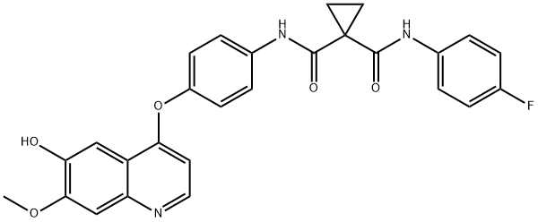 1,1-Cyclopropanedicarboxamide, N-(4-fluorophenyl)-N'-[4-[(6-hydroxy-7-methoxy-4-quinolinyl)oxy]phenyl]-,1628530-47-1,结构式