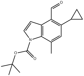 1H-Indole-1-carboxylic acid, 5-cyclopropyl-4-formyl-7-methyl-, 1,1-dimethylethyl ester Structure