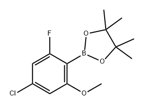 2-(4-氯-2-氟-6-甲氧基苯基)-4,4,5,5-四甲基-1,3,2-二氧硼杂环戊烷, 1628684-11-6, 结构式