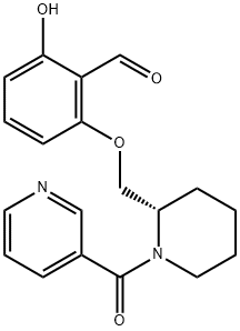 Benzaldehyde, 2-hydroxy-6-[[(2S)-1-(3-pyridinylcarbonyl)-2-piperidinyl]methoxy]- Struktur