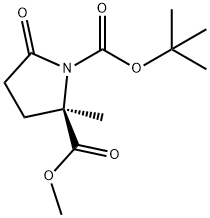1,2-Pyrrolidinedicarboxylic acid, 2-methyl-5-oxo-, 1-(1,1-dimethylethyl) 2-methyl ester, (2R)-,1629053-79-7,结构式