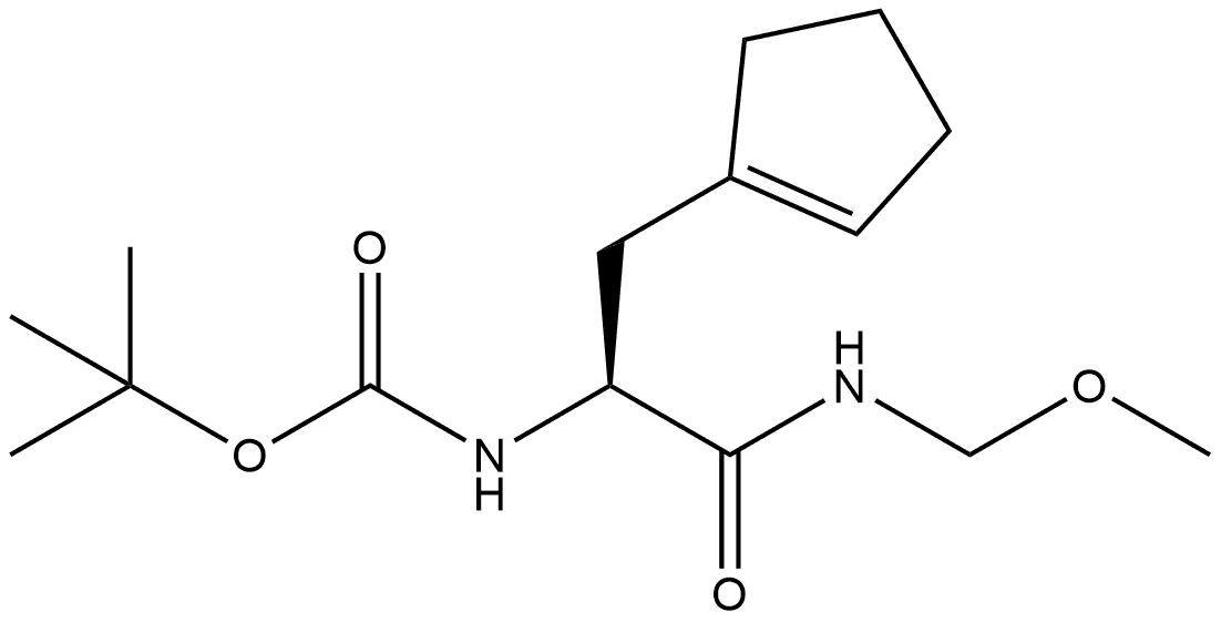 Carbamic acid, N-[(1S)-1-(1-cyclopenten-1-ylmethyl)-2-(methoxymethylamino)-2-oxoethyl]-, 1,1-dimethylethyl ester 化学構造式