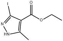 1H-Pyrazole-4-carboxylic acid, 3-iodo-5-methyl-, ethyl ester 化学構造式