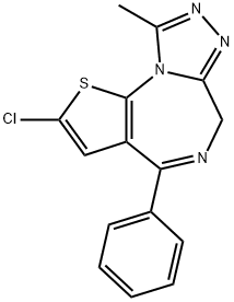 6H-Thieno[3,2-f][1,2,4]triazolo[4,3-a][1,4]diazepine, 2-chloro-9-methyl-4-phenyl- Struktur