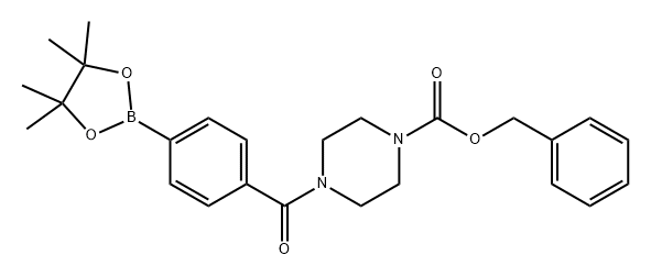 1-Piperazinecarboxylic acid, 4-[4-(4,4,5,5-tetramethyl-1,3,2-dioxaborolan-2-yl)benzoyl]-, phenylmethyl ester 化学構造式