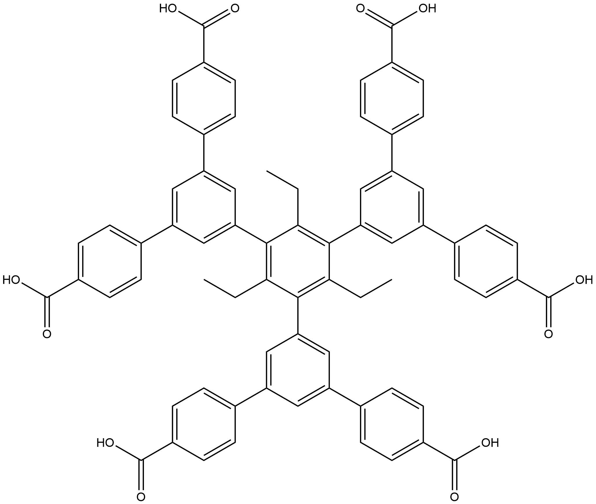 1,3,5-三[3,5-二(4-羧基苯基)苯基]-2,4,6-三甲基苯,1630867-40-1,结构式