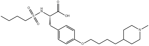 (S)-2-(butylsulfonamido)-3-(4-(4-(1-methylpiperidin-4-yl)butoxy)phenyl)propanoic acid 化学構造式