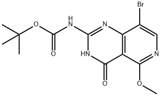 Carbamic acid, N-(8-bromo-3,4-dihydro-5-methoxy-4-oxopyrido[4,3-d]pyrimidin-2-yl)-, 1,1-dimethylethyl ester,1631157-94-2,结构式