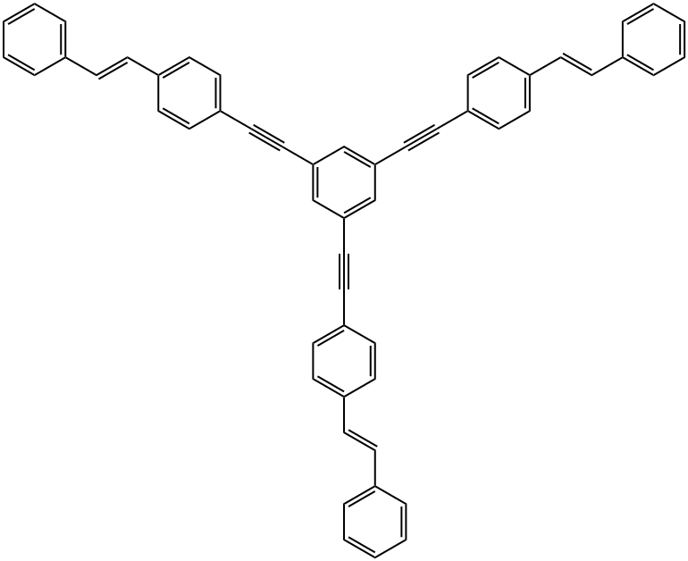 Benzene, 1,3,5-tris[2-[4-[(1E)-2-phenylethenyl]phenyl]ethynyl]- Struktur