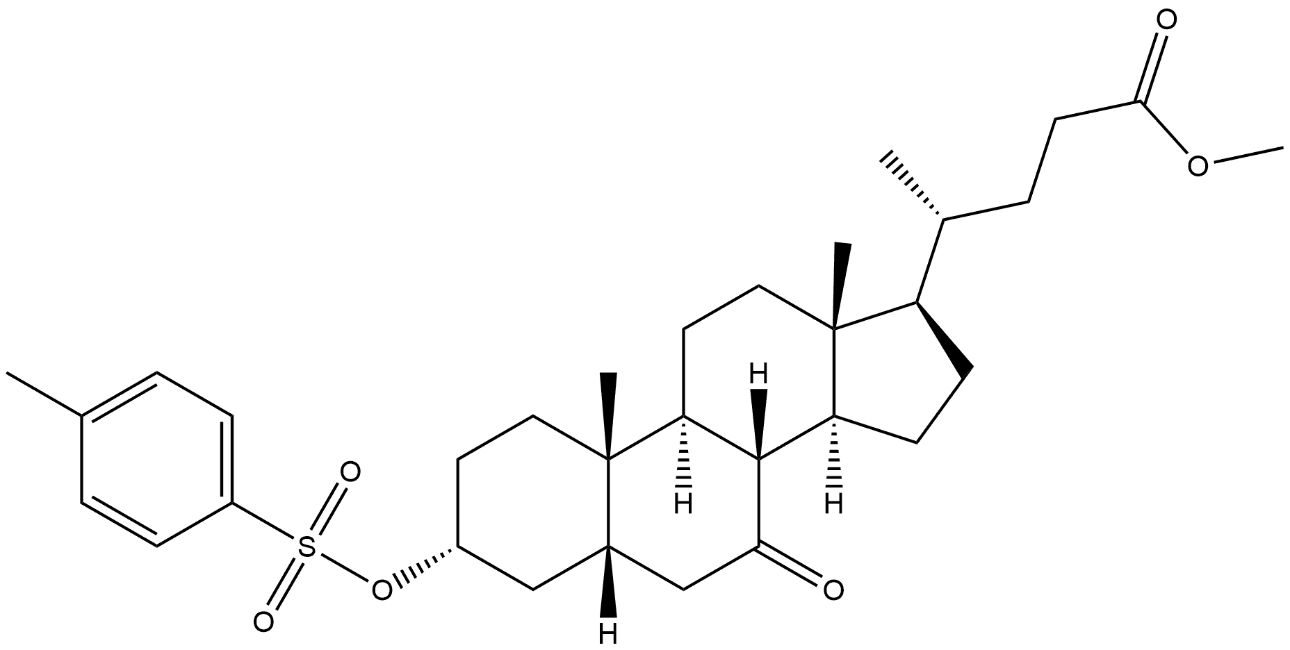 Cholan-24-oic acid, 3-[[(4-methylphenyl)sulfonyl]oxy]-7-oxo-, methyl ester, (3α,5β)- Struktur