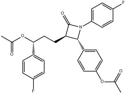 2-Azetidinone, 3-[(3R)-3-(acetyloxy)-3-(4-fluorophenyl)propyl]-4-[4-(acetyloxy)phenyl]-1-(4-fluorophenyl)-, (3R,4S)- Struktur