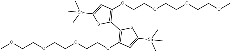 Stannane, 1,1'-[3,3'-bis[2-[2-(2-methoxyethoxy)ethoxy]ethoxy][2,2'-bithiophene]-5,5'-diyl]bis[1,1,1-trimethyl- Struktur