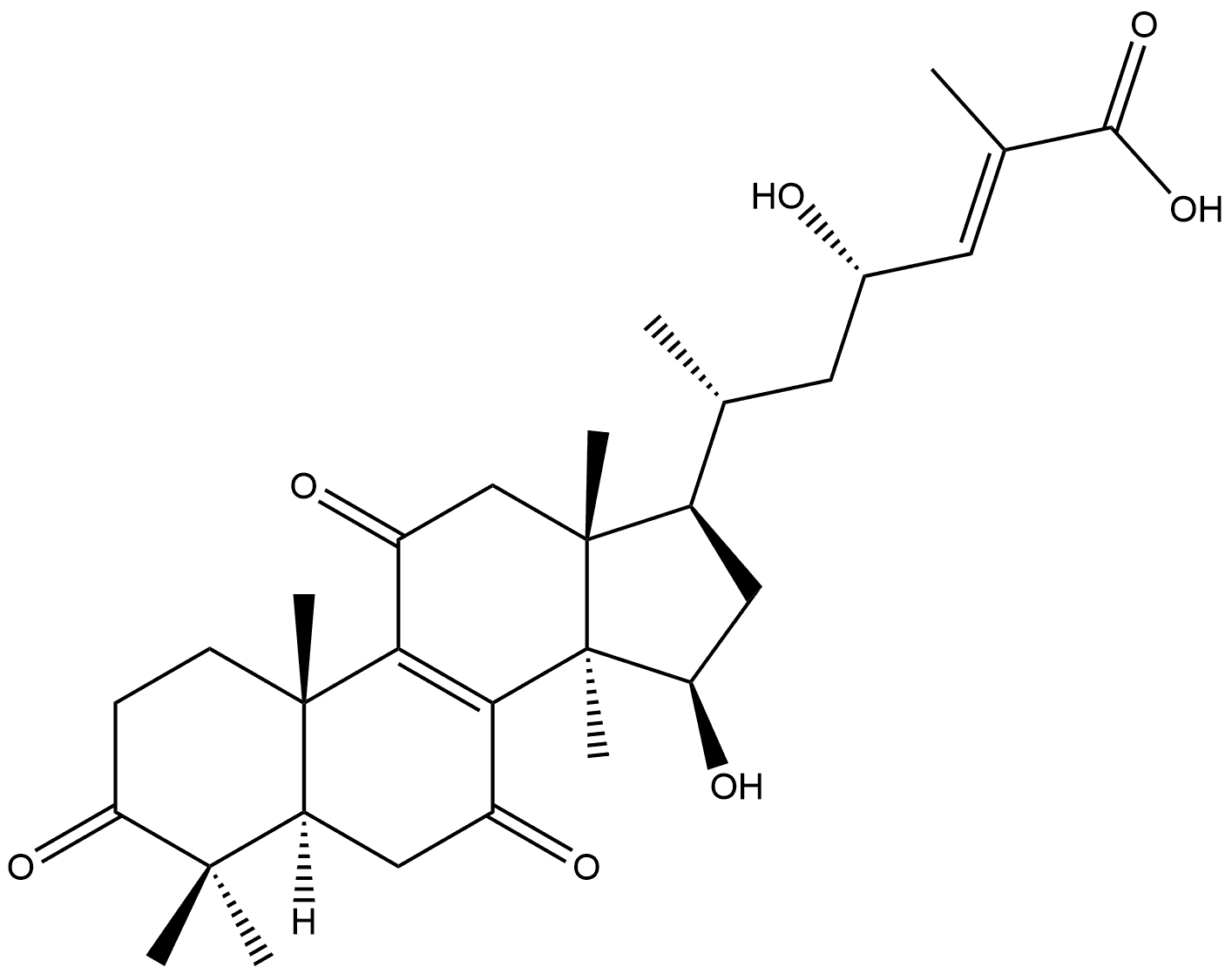 Lanosta-8,24-dien-26-oic acid, 15,23-dihydroxy-3,7,11-trioxo-, (15β,23S,24E)- Struktur