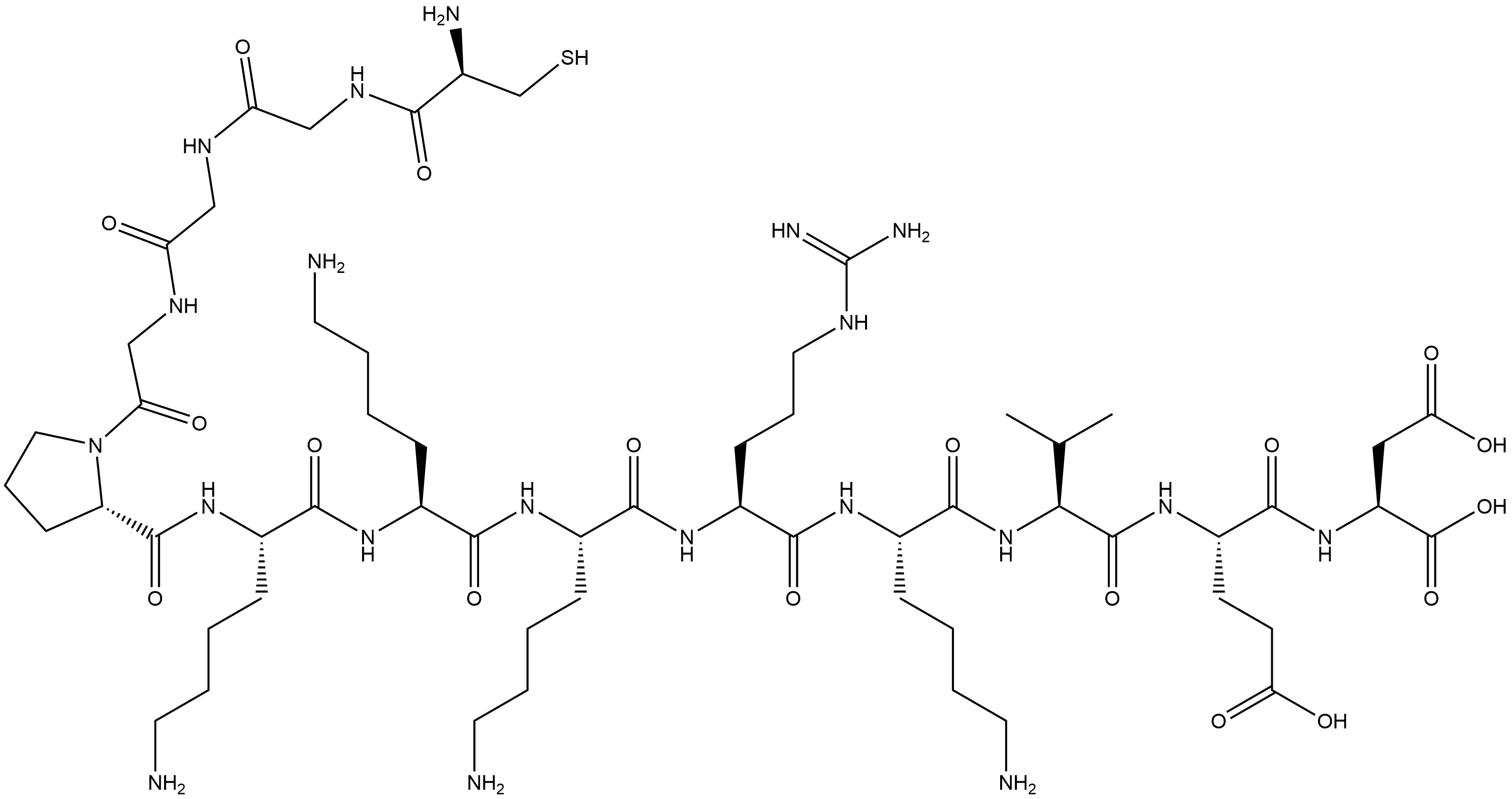 L-Aspartic acid, L-cysteinylglycylglycylglycyl-L-prolyl-L-lysyl-L-lysyl-L-lysyl-L-arginyl-L-lysyl-L-valyl-L-α-glutamyl- Structure