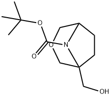 3-Oxa-8-azabicyclo[3.2.1]octane-8-carboxylic acid, 1-(hydroxymethyl)-, 1,1-dimethylethyl ester Struktur