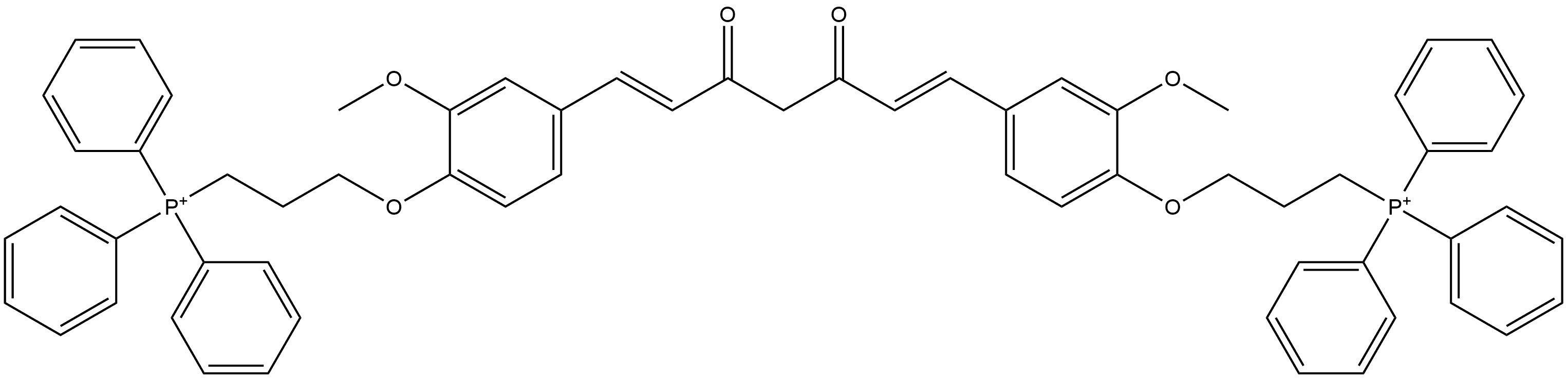 Phosphonium, 1,1-[[(1E,6E)-3,5-dioxo-1,6-heptadiene-1,7-diyl]bis[(2-methoxy-4,1-phenylene)oxy-3,1-propanediyl]]bis[1,1,1-triphenyl- (ACI) Structure
