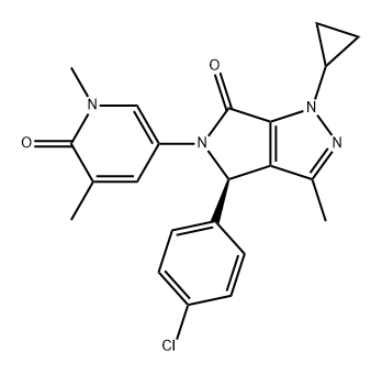 Pyrrolo[3,4-c]pyrazol-6(1H)-one, 4-(4-chlorophenyl)-1-cyclopropyl-5-(1,6-dihydro-1,5-dimethyl-6-oxo-3-pyridinyl)-4,5-dihydro-3-methyl-, (4R)- Struktur