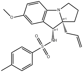 Benzenesulfonamide, 4-methyl-N-[(9R,9aR)-2,3,9,9a-tetrahydro-7-methoxy-9a-(2-propen-1-yl)-1H-pyrrolo[1,2-a]indol-9-yl]-, rel- Struktur