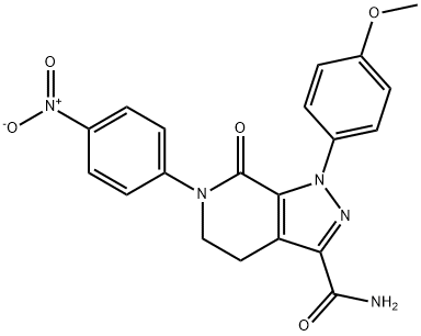 1H-Pyrazolo[3,4-c]pyridine-3-carboxamide, 4,5,6,7-tetrahydro-1-(4-methoxyphenyl)-6-(4-nitrophenyl)-7-oxo- 化学構造式