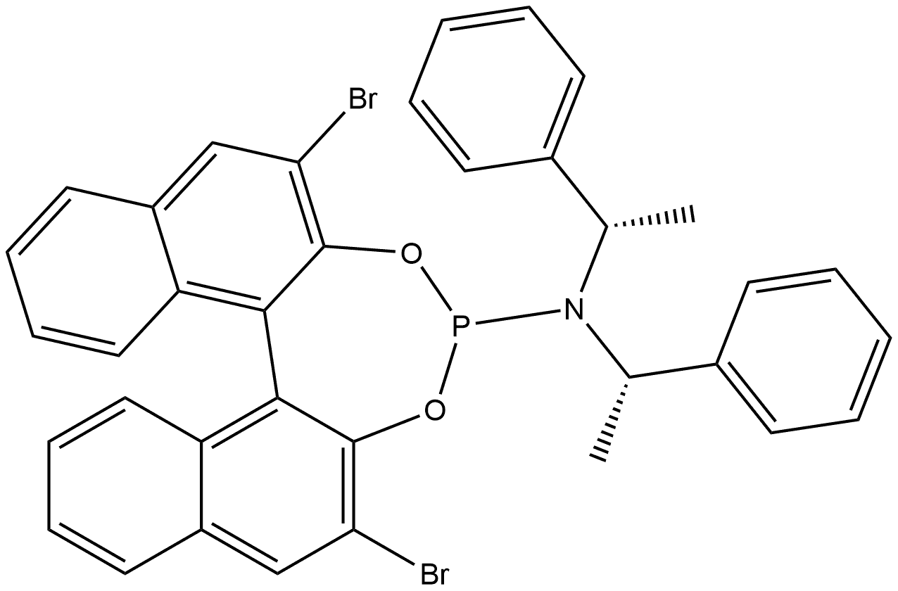 (11BS)-2,6-二溴-N,N-双((S)-1-苯基乙基)二萘并[2,1-D:1',2'-F][1,3,2]二氧磷杂-4-胺,1643439-21-7,结构式