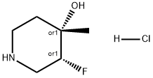 4-Piperidinol, 3-fluoro-4-methyl-, hydrochloride (1:1), (3R,4S)-rel- Structure