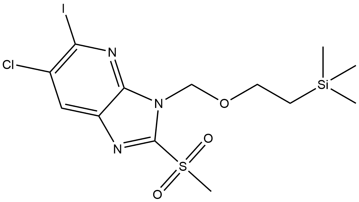 6-Chloro-5-iodo-2-(methylsulfonyl)-3-[[2-(trimethylsilyl)ethoxy]methyl]-3H-imidazo[4,5-b]pyridine Structure