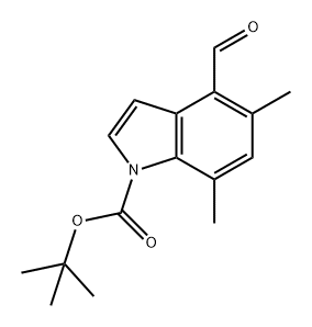 1H-Indole-1-carboxylic acid, 4-formyl-5,7-dimethyl-, 1,1-dimethylethyl ester Struktur