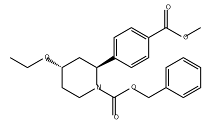 1-Piperidinecarboxylic acid, 4-ethoxy-2-[4-(methoxycarbonyl)phenyl]-, phenylmethyl ester, (2S,4S)- 化学構造式