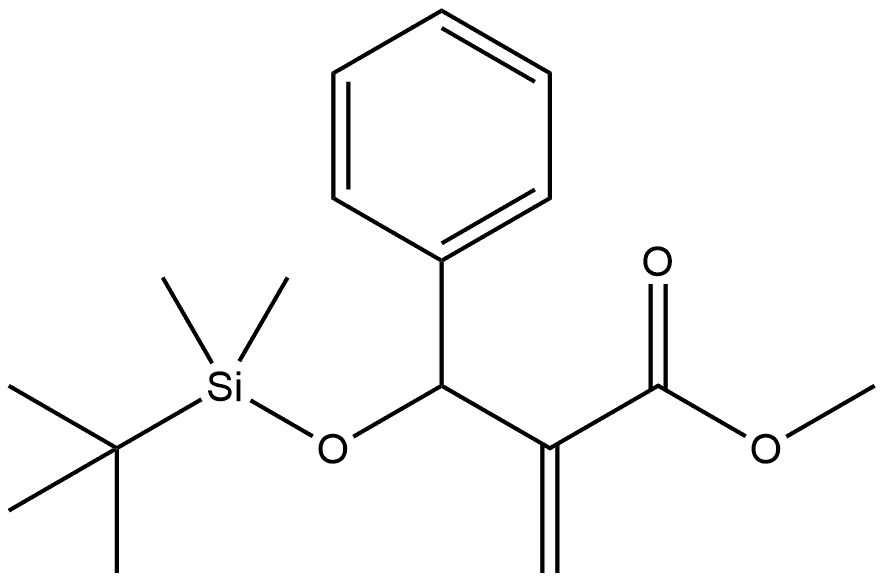 Benzenepropanoic acid, β-[[(1,1-dimethylethyl)dimethylsilyl]oxy]-α-methylene-, methyl ester 化学構造式
