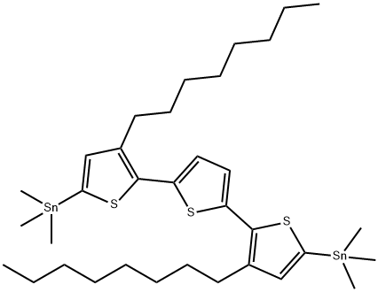 Stannane, 1,1'-(3,3''-dioctyl[2,2':5',2''-terthiophene]-5,5''-diyl)bis[1,1,1-trimethyl- Struktur