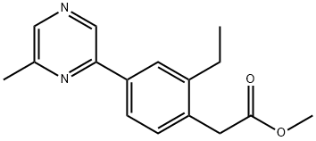 Methyl 2-ethyl-4-(6-methyl-2-pyrazinyl)benzeneacetate 化学構造式