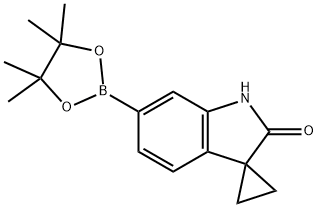 6-(4,4,5,5-Tetramethyl-1,3,2-dioxaborolan-2-yl)spiro[1H-indole-3,1'-cyclopropane]-2-one 化学構造式