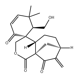 Spiro[3-cyclohexene-1,4'(3'H)-[1H-7,9a]methanocyclohepta[c]pyran]-1',2,9'(4'aH)-trione, 5',6',7',8'-tetrahydro-6-(hydroxymethyl)-5,5-dimethyl-8'-methylene-, (1S,4'aS,6R,7'R,9'aS)- (9CI) Structure