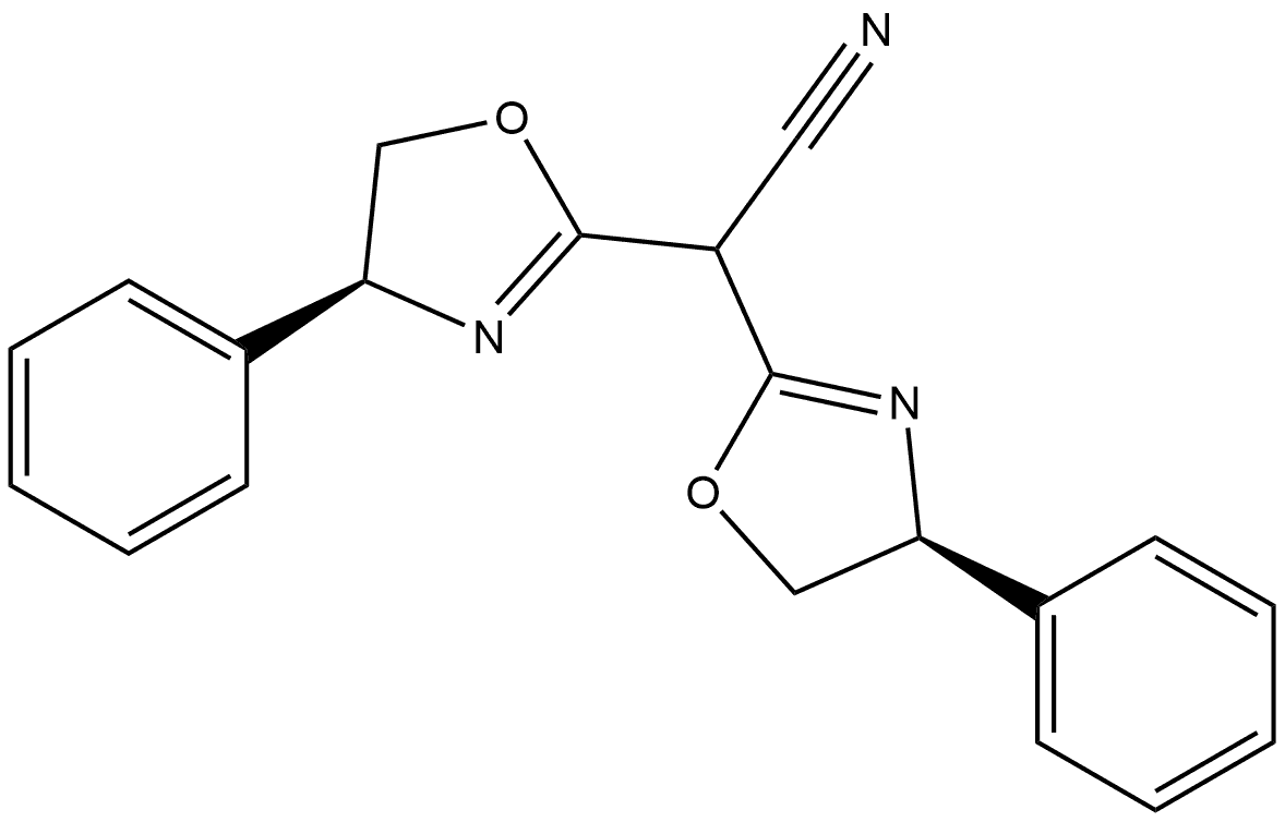 2-Oxazoleacetonitrile, α-[(4S)-4,5-dihydro-4-phenyl-2-oxazolyl]-4,5-dihydro-4-phenyl-, (4S)- Structure