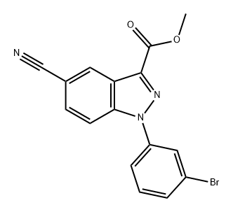 1H-Indazole-3-carboxylic acid, 1-(3-bromophenyl)-5-cyano-, methyl ester 化学構造式