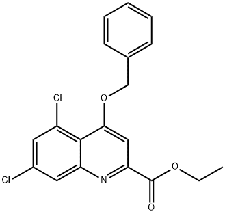 2-Quinolinecarboxylic acid, 5,7-dichloro-4-(phenylmethoxy)-, ethyl ester Structure