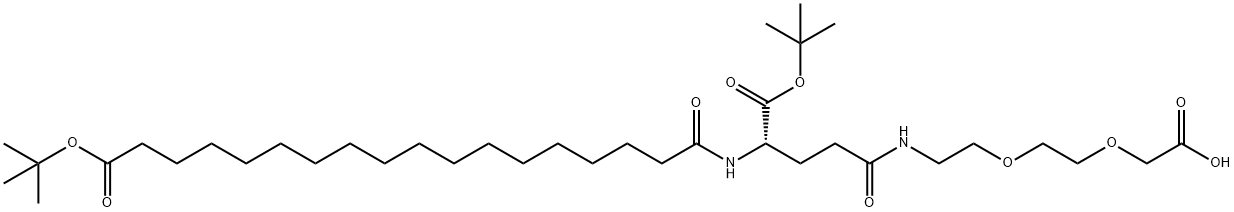 3,6-Dioxa-9,14-diazadotriacontanedioic acid, 13-[(1,1-dimethylethoxy)carbonyl]-10,15-dioxo-, 32-(1,1-dimethylethyl) ester, (13S)- Structure
